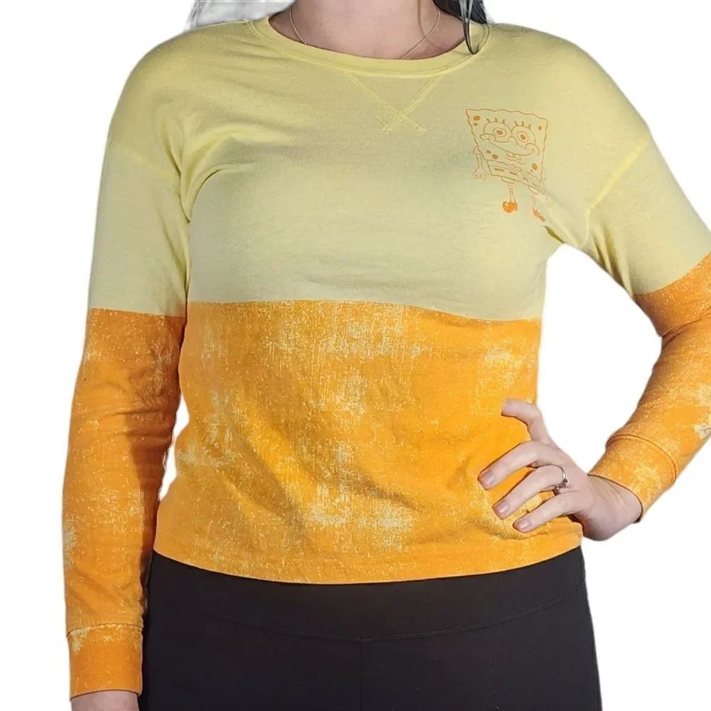 Nickelodeon SpongeBob SquarePants Orange Long Sleeve Tee-Shirt Size xsmall